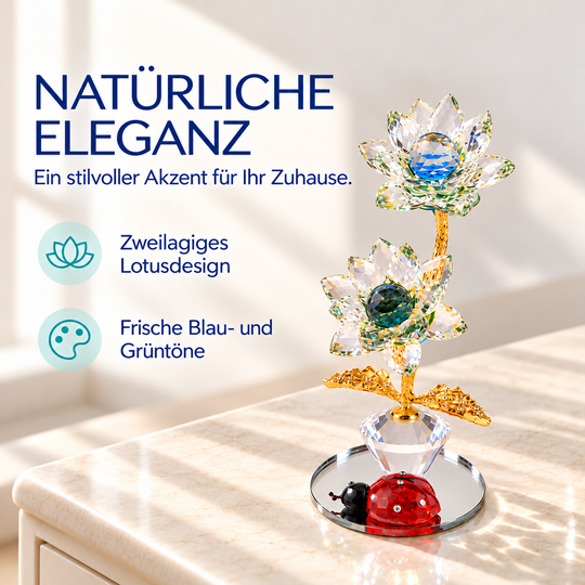 crystal deco bug at the mirrow together on mirror lotus,flower 2layer color:blue+green product size:6*20cm N.W:260g material:glass
