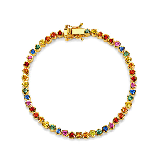 D'Joy AA Mehrfarbig Saphir Armband ca. 20 cm 925 Silber 750 Gelbgold vermeil ca. 7,23 ct.