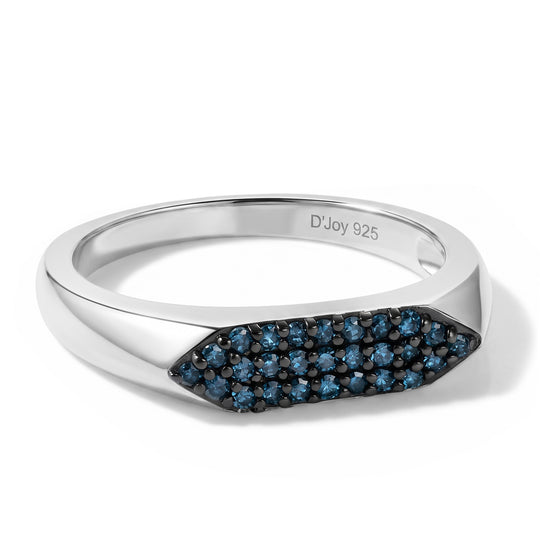 D'Joy Blauer Diamant (IR) Ring 925 Silber Rhodiniert (Größe 21.00) ca. 0.24 ct