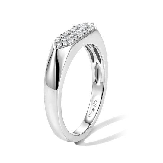 D'Joy Weißer Diamant (IR) Ring 925 Silber Rhodiniert (Größe 21.00) ca. 0.24 ct