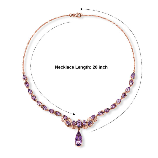 D'Joy AA Rose De France Amethyst 50cm Halskette, 925 Silber 750 Roségold Vermeil - 23,88 ct.