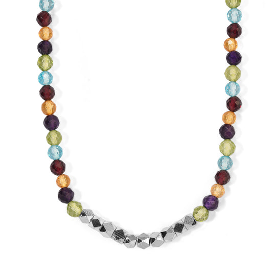 EVER TRUE Mehrfarbig Edelsteine Halskette ca. 45 cm Nickelfreies Messing Platiniert ca. 48.00 ct