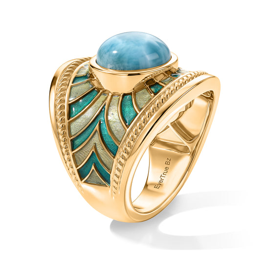 EVER TRUE AA Larimar Ring Reine Bronze (Größe 20.00) ca. 4,68 ct