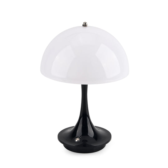 Designerlampe: Kabellos dimmbare Pilz-Tischlampe mit 3 Lichteinstellungen, weiß