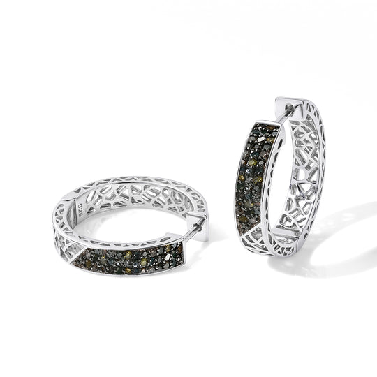 D'Joy blaue Diamant Ohrringe, 925 Silber rhodiniert - 0,51 ct.