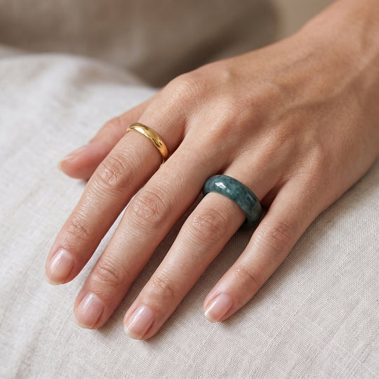 EXTREM SELTEN - Natürlicher Olmek Jadeit Jade Ring (Größe 17.00) ca. 15.00 ct