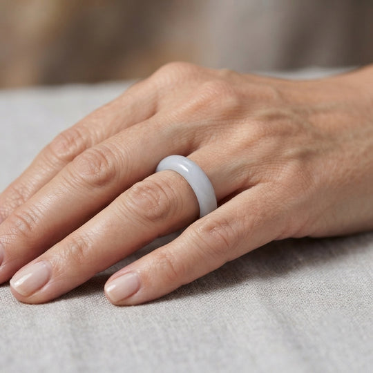 EXTREM SELTEN Natürlicher Weiße Jade Ring (Größe 19.00) ca. 15.00 ct