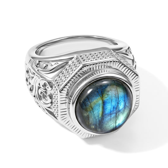 EVER TRUE AAA Labradorit Ring 316L Edelstahl (Größe 20.00) ca. 8,63 ct