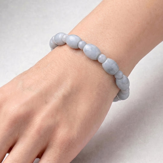 EXTREM SELTEN Weiße Jade Armband, flexibel, (18 - 19 cm) ca. 210.00 ct