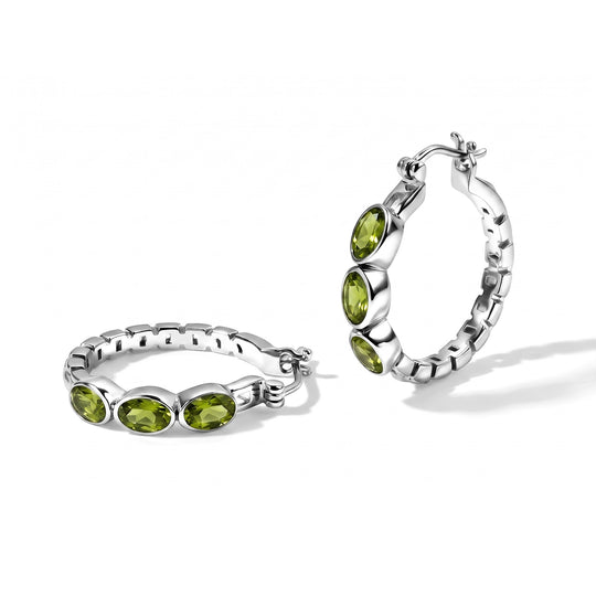 EVER TRUE Roter Granat, Peridot Ohrringe 316L Edelstahl ca. 3.08 ct