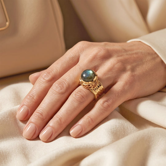 EverTrue AAA Labradorit Ring, Bronze in Gelbgold E-Beschichtung - 4,39 ct.