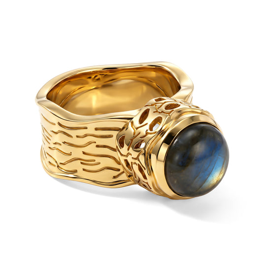 EverTrue AAA Labradorit Ring, Bronze in Gelbgold E-Beschichtung - 4,39 ct.