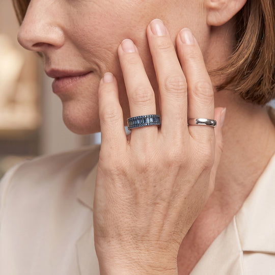D'Joy Blauer Diamant (IR) Ring 925 Silber Rhodiniert (Größe 17.00) ca. 0.50 ct