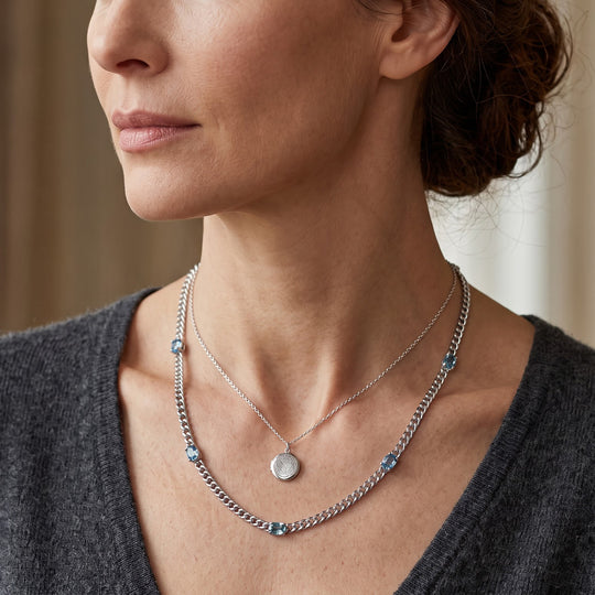 EverTrue AAA blaue Zirkon 50cm Halskette, Bronze mit Platin E-Beschichtung - 4,84 ct.