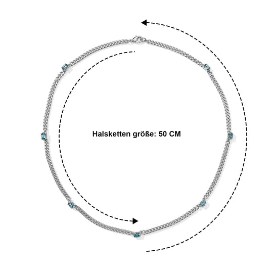 EverTrue AAA blaue Zirkon 50cm Halskette, Bronze mit Platin E-Beschichtung - 4,84 ct.