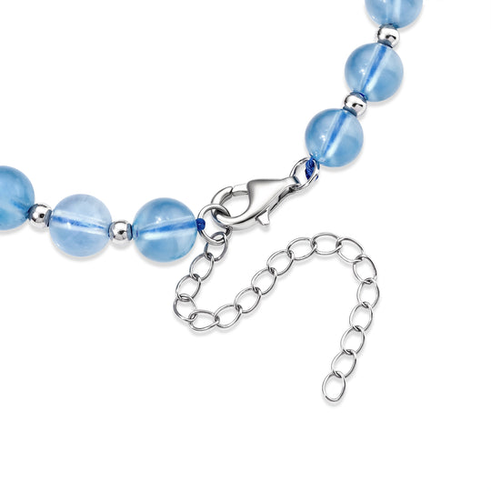 AAA Aquamarin aus MADAGASCAR Armband ca. 18 cm 925 Silber Rhodiniert ca. 35.00 ct