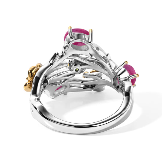 EverTrue AA afrikanischer Rubin, Rhodolith Granat und Chromdiopsid Ring, Bronze mit Platin E-Beschichtung - 2,13 ct.