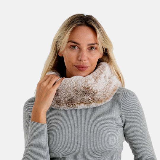 LA MAREY Schal, 100 % Polyester, 40 x 18 cm, Beige