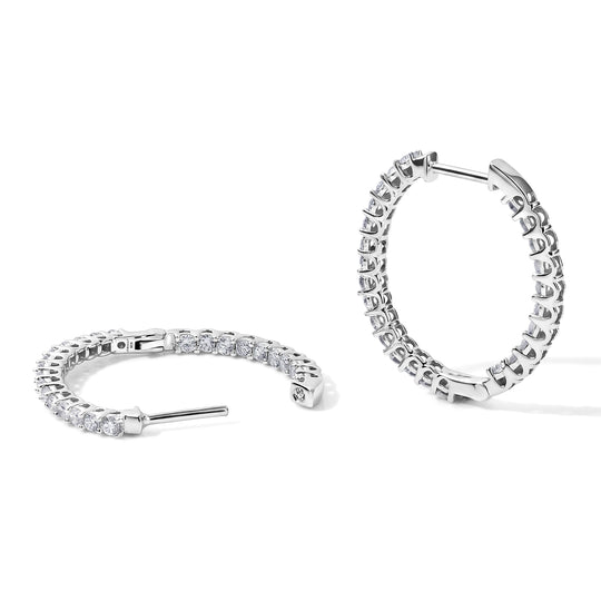 LUXURIANT SGL zertifizierte SI-GH Labor Diamant Ohrringe, 925 Silber 750 Gelbgold Vermeil - 1,50 ct.
