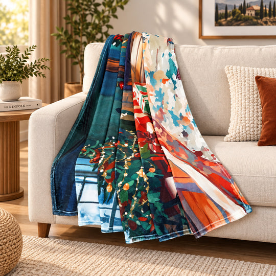 LIVMORE - Flanelldecke im Design Weihnachtsbaum, Weich und wärmend, 150 x 200 cm