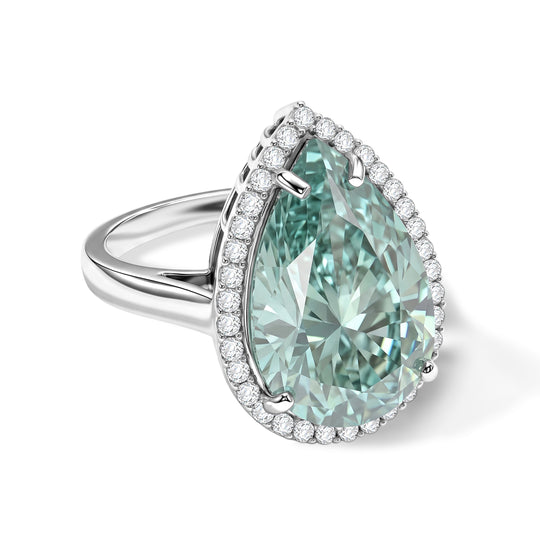 D'Joy Paraiba Moissanit Ring 925 Silber Rhodiniert (Größe 18.00) ca. 11.42 ct