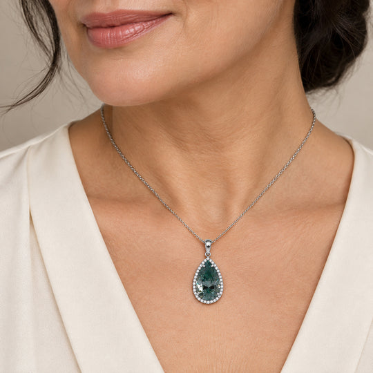 D'Joy Paraiba Moissanit Anhänger 925 Silber Rhodiniert ca. 11,42 ct.