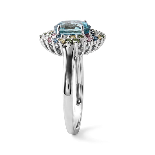 LUXURIANT DIAMOND - AA Blauer Zirkon, Lab Grown Blauer Diamant Ring 925 Silber Rhodiniert (Größe 20.00) ca. 3,58 ct