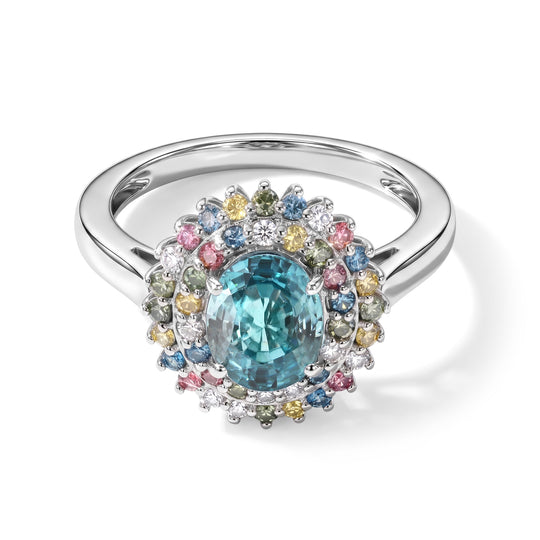 LUXURIANT DIAMOND - AA Blauer Zirkon, Lab Grown Blauer Diamant Ring 925 Silber Rhodiniert (Größe 17.00) ca. 3,58 ct
