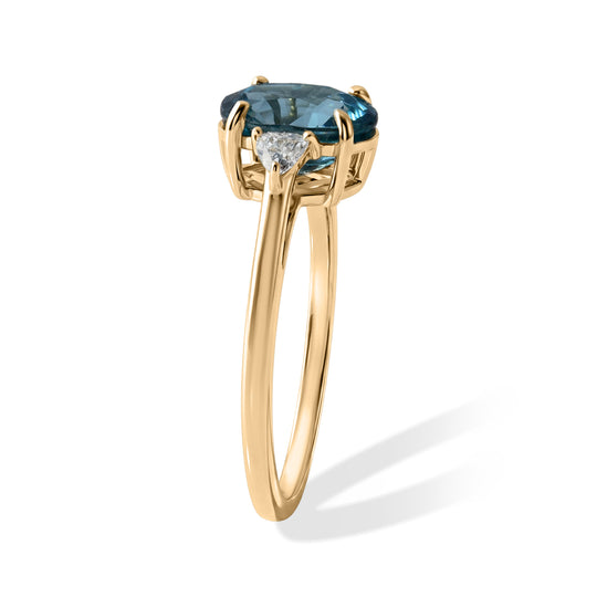 LUXURIANT AAA blauer Zirkon und Labor Diamant Ring in 375 Gold - 3,94 ct.