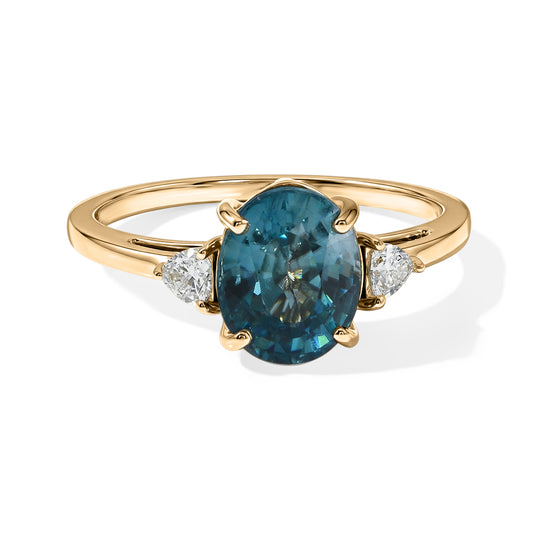 LUXURIANT AAA blauer Zirkon und Labor Diamant Ring in 375 Gold - 3,94 ct.