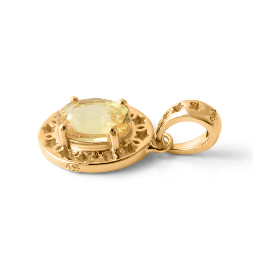 GP Celestial Kollektion- AAA gelber Saphir und blauer Saphir Solitär Anhänger, 925 Silber 750 Gelbgold Vermeil - 1,02 ct.