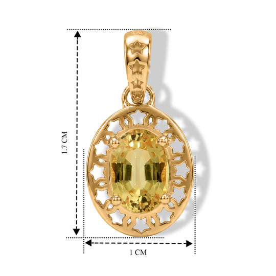 GP Celestial Kollektion- AAA gelber Saphir und blauer Saphir Solitär Anhänger, 925 Silber 750 Gelbgold Vermeil - 1,02 ct.