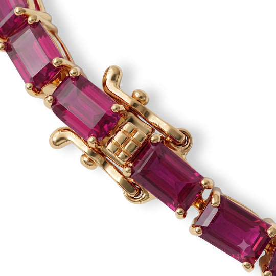 D'Joy AA Afrikanischer Rubin (Fissure gefüllt) Armband ca. 19 cm 925 Silber 750 Gelbgold vermeil ca. 21,67 ct.