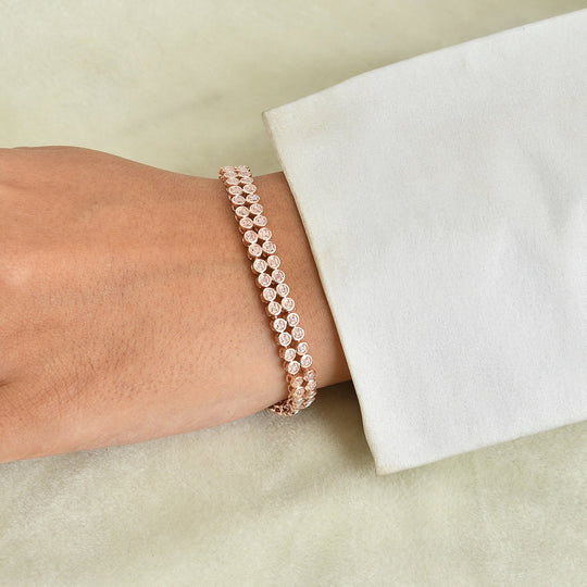 D'Joy Rosa Diamant 20cm Armband, 925 Silber 750 Roségold Vermeil - 1,04 ct.