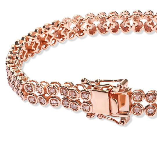 D'Joy Rosa Diamant 20cm Armband, 925 Silber 750 Roségold Vermeil - 1,04 ct.