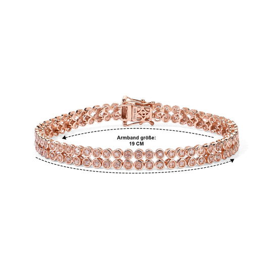 D'Joy Rosa Diamant 20cm Armband, 925 Silber 750 Roségold Vermeil - 1,04 ct.
