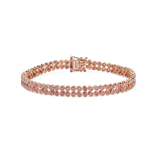 D'Joy Rosa Diamant 20cm Armband, 925 Silber 750 Roségold Vermeil - 1,04 ct.