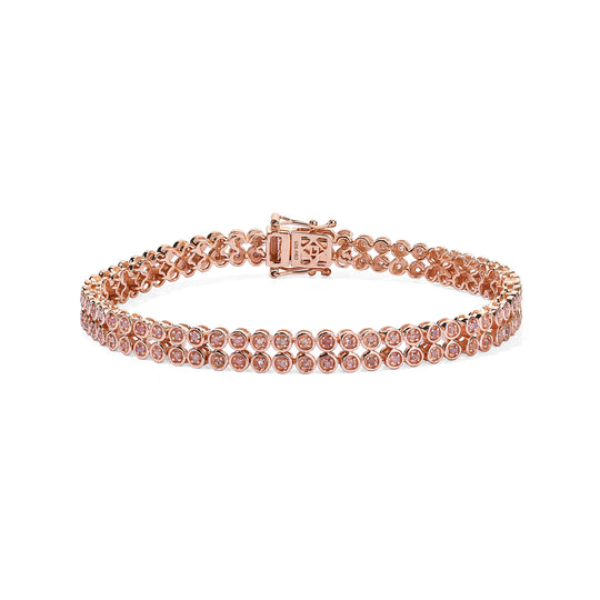 D'Joy Rosa Diamant 19cm Armband, 925 Silber 750 Roségold Vermeil - 1,01 ct.