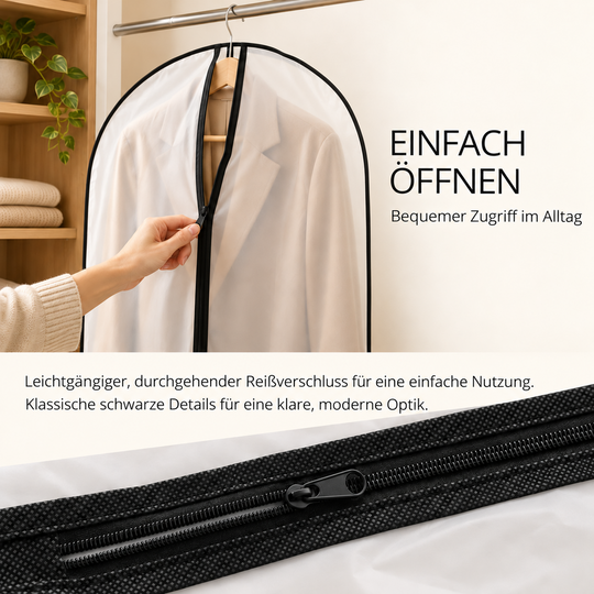 5pcs/set Clothing dust-proof bag Material: PEVA Size:5 pcs 60*140cm Zipper Color:black