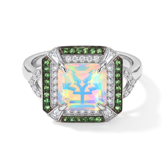 D'Joy AA Natürlicher, äthiopischer Welo Opal, Smaragd Ring 925 Silber Rhodiniert (Größe 16.00) ca. 3.33 ct
