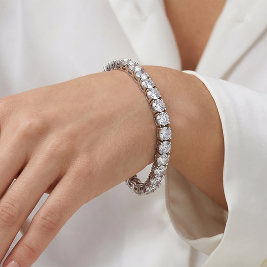 D'Joy Moissanit Eternity 19cm Armband, 925 Silber rhodiniert - 15,72 ct.