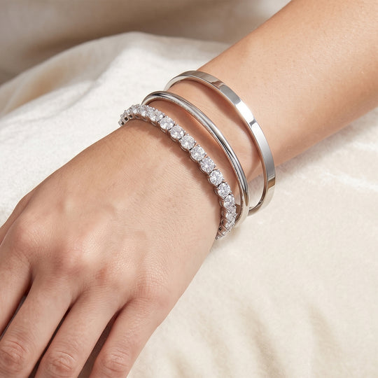 D'Joy Moissanit Eternity 19cm Armband, 925 Silber rhodiniert - 15,72 ct.