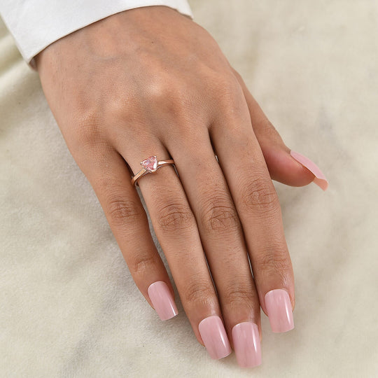 LUXURIANT zertifizierter und geprüfter VS-EF SGL zertifizierter Labor rosa Diamant Ring, 925 Silber 750 Roségold Vermeil - 1,03 ct.