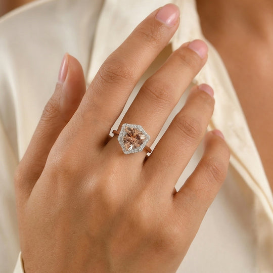 LUXURIANT DIAMOND - AAA Morganit, Lab Grown Diamant Ring 417 Gold (Größe 17.00) ca. 3,98 ct