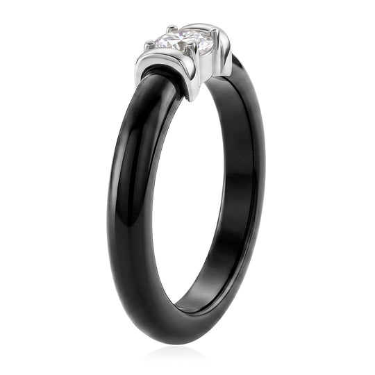 D'Joy Schwarze Jade, Moissanit Ring 925 Silber Rhodiniert (Größe 20.00) ca. 9.94 ct