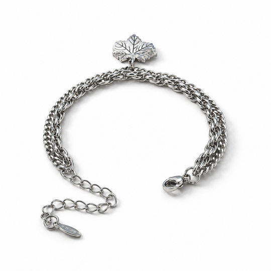 Charm-Armband mit Blütenmotiv, 316L-Edelstahl, ca. 16,5 cm, ca. 9,60 g