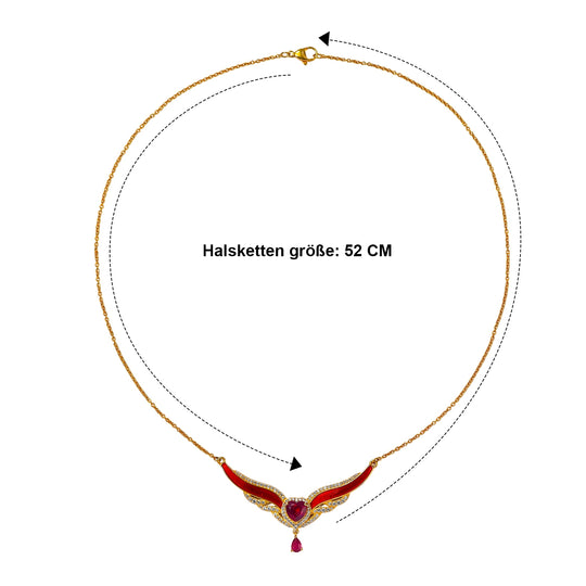 EverTrue AAA afrikanische Rubin (Fissure gefüllt) und Zirkon 50cm Halskette, Bronze mit Gelbgold E-Beschichtung - 3,90 ct.