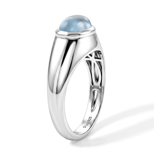 D'Joy Milchiger Aquamarin Ring 925 Silber Rhodiniert (Größe 19.00) ca. 2,23 ct