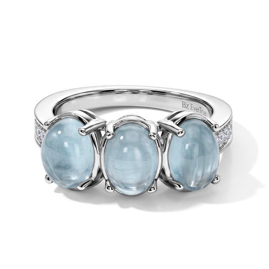 EVER TRUE Milky Aquamarin, Weißer Diamant Ring Reine Bronze (Größe 19.00) ca. 2.85 ct