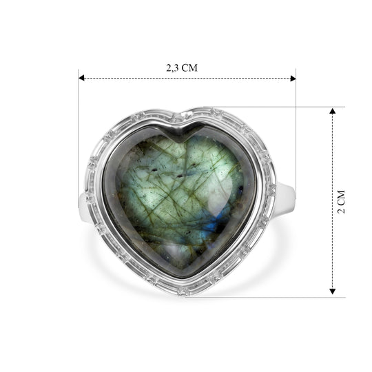 EVER TRUE AAA Labradorit Ring 316L Edelstahl (Größe 20.00) ca. 11,47 ct